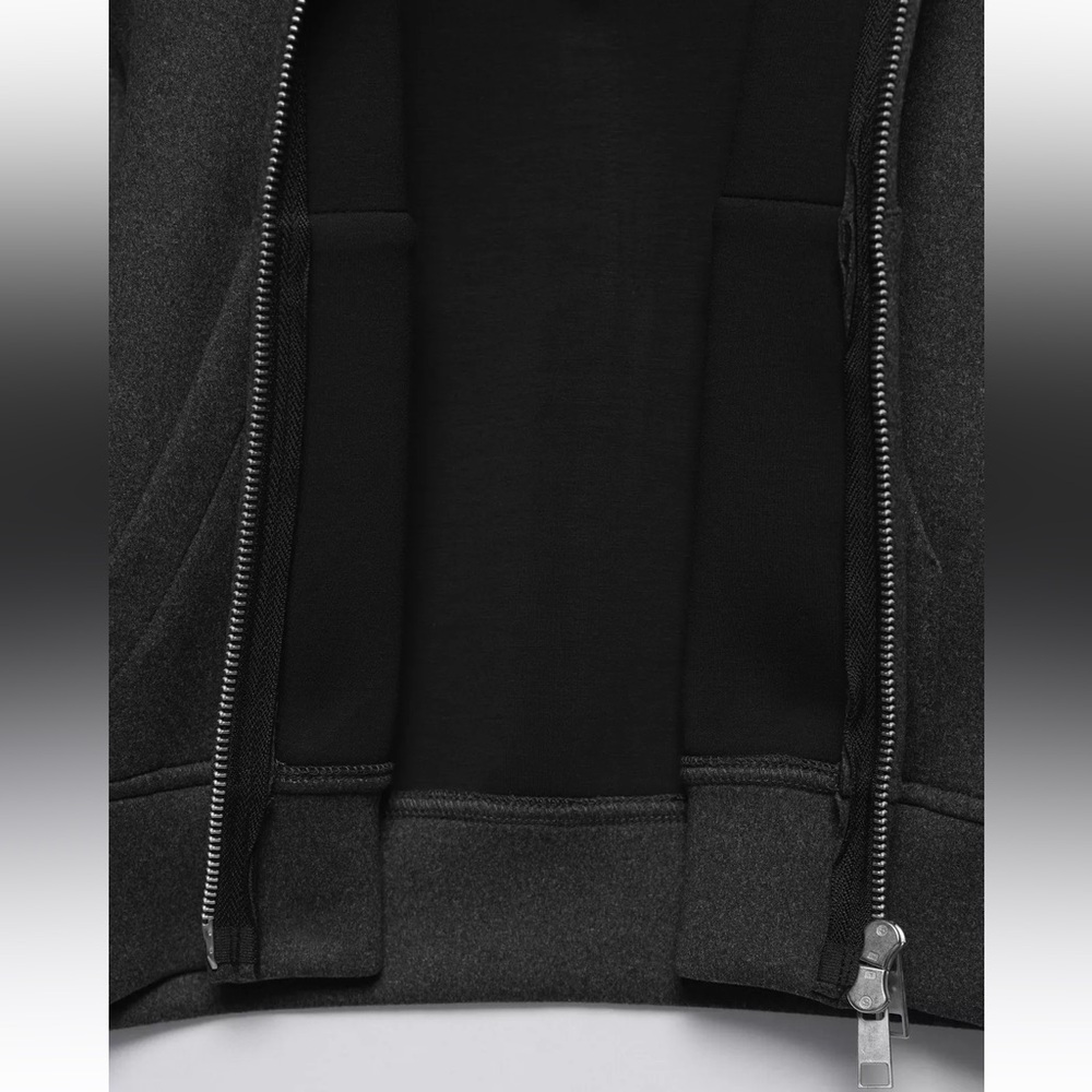 NWT neoprene effect antracite gray  zip-up hooded jacket. - Picture 5 of 7